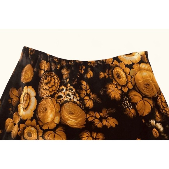 Jams World Skirt M Autumn Flowers Orange Black Dark Floral Checkered - Picture 3 of 6